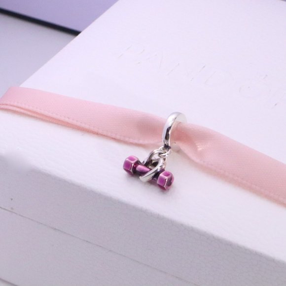 Pandora Dumbbell & Heart Dangle CharmCharms for bracelet, Charms fit on pandora - Picture 3 of 6